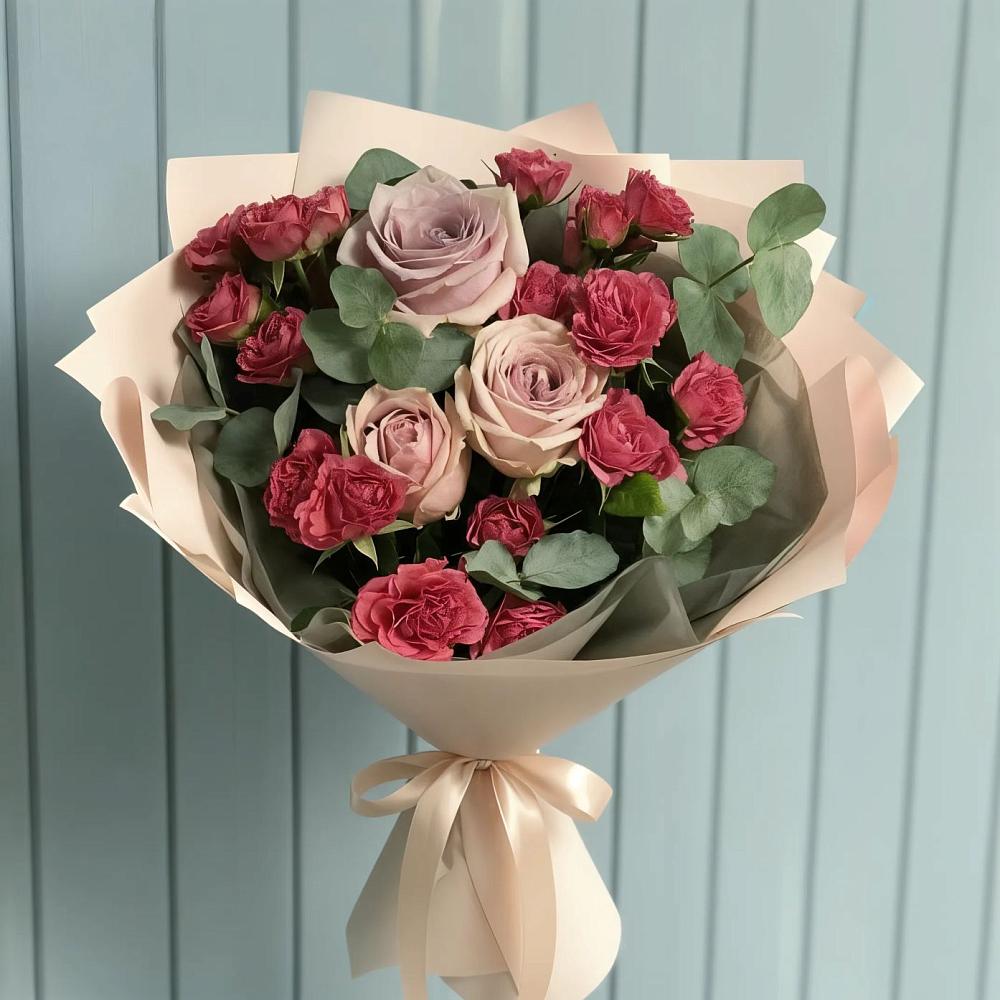 Букет цветов из: Гвоздики и Розы в Дровяной