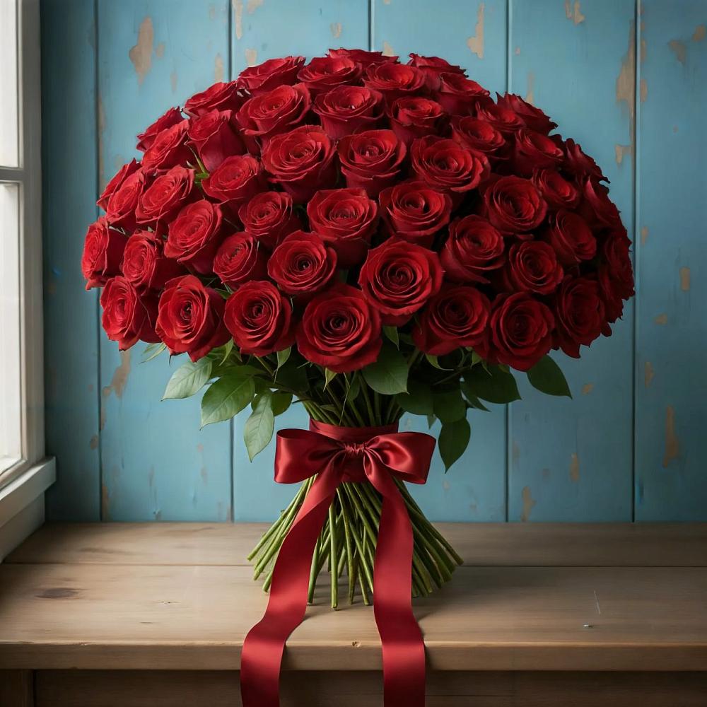 Букет Красные розы Блэк Меджик в Дровяной