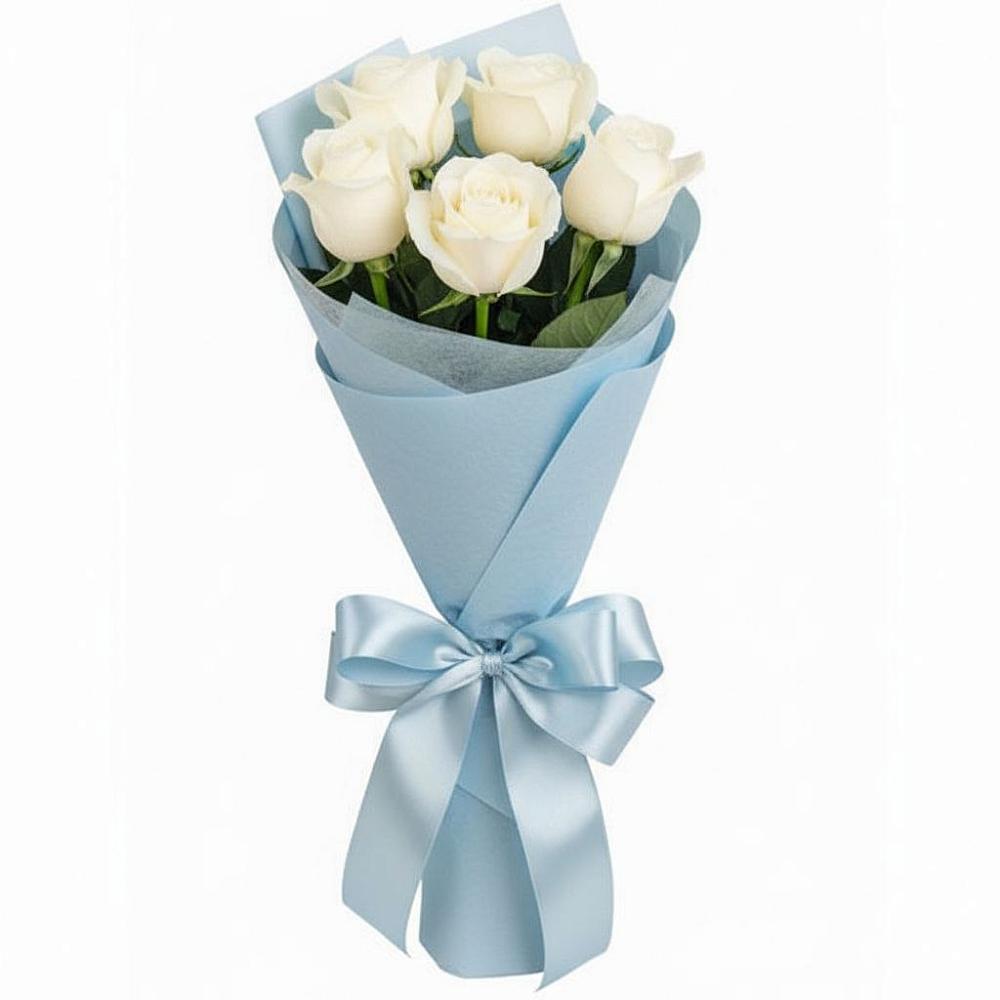 Букет 5 Белых роз Проуд в Дровяной