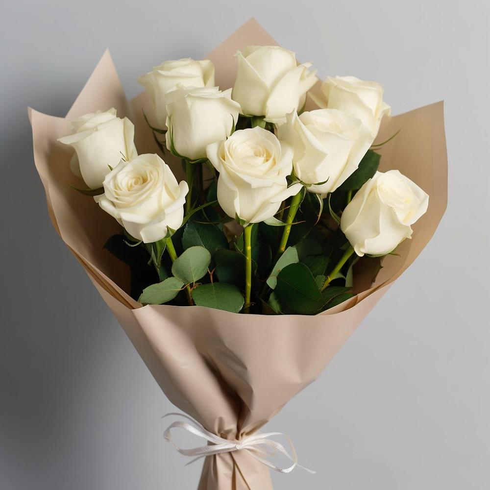 Букет 9 Белых роз Эдлесс Лав в Дровяной