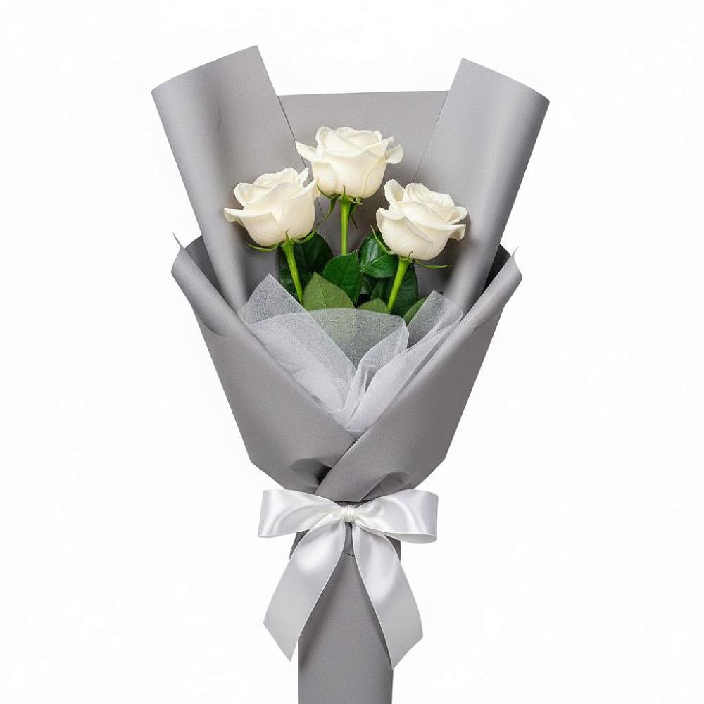 Букет 3 белые розы в Дровяной
