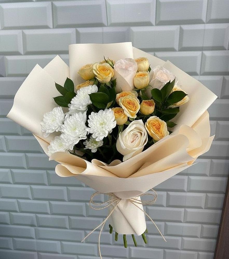 Букет цветов из: Розы и Хризантемы в Дровяной