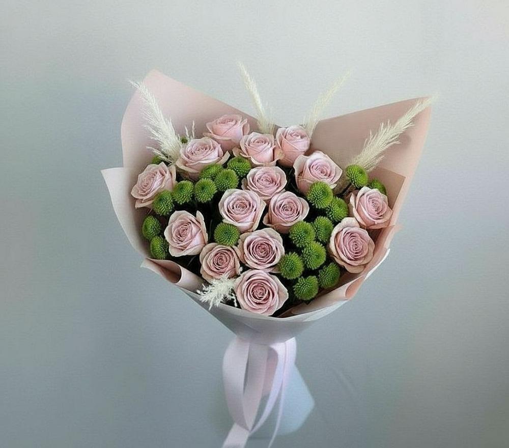 Букет цветов из: Розы и Хризантемы в Дровяной