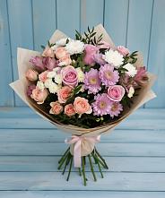 Букет цветов из:  Хризантемы, Розы и Альстромерии #REPLACE_PRED# Дровяной