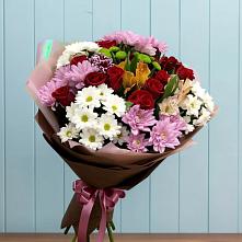 Букет цветов из:  Розы, Хризантемы и Альстромерии в Дровяной