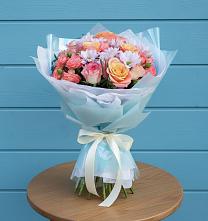 Букет цветов из:  Хризантемы и Розы в Дровяной