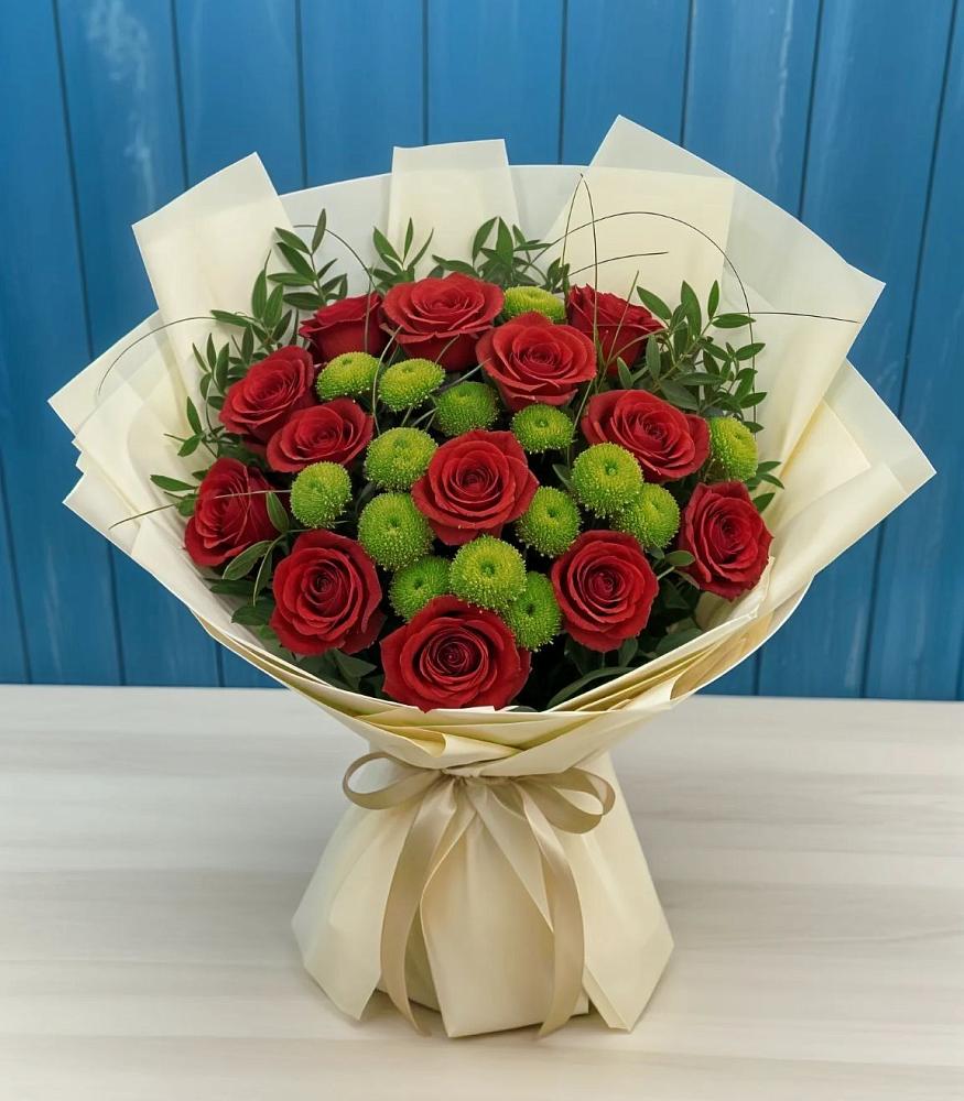 Букет цветов из: Розы и Хризантемы в Дровяной