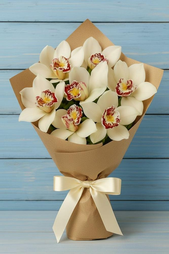 Букет цветов из: Орхидеи и Розы в Дровяной